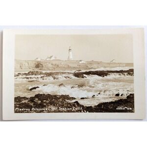 Piedras Blancas Light Station Lighthouse San Simeon California RPPC Postcard B5